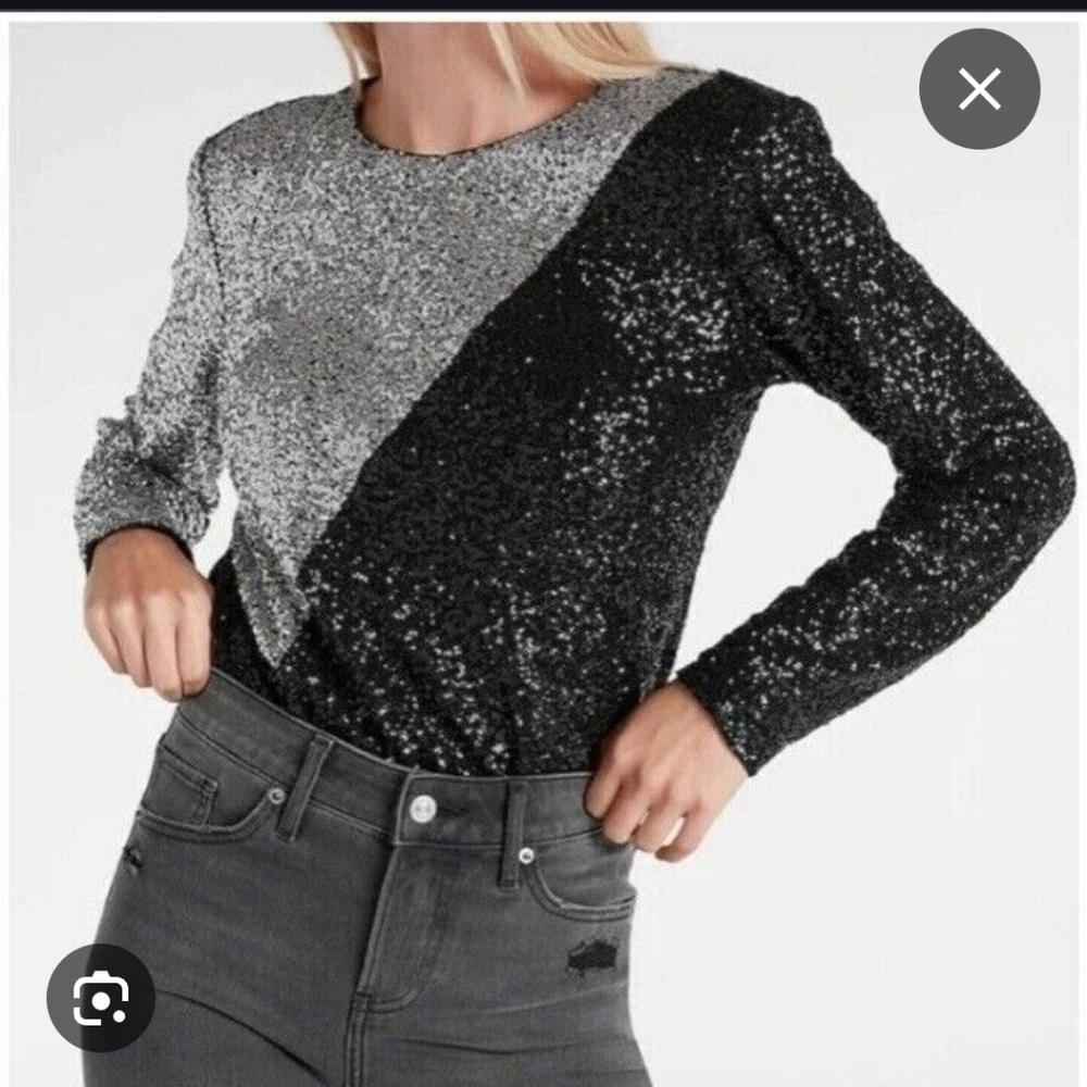 🥊Express Women's Sequin Bodysuit w/ shoulder pads for structure